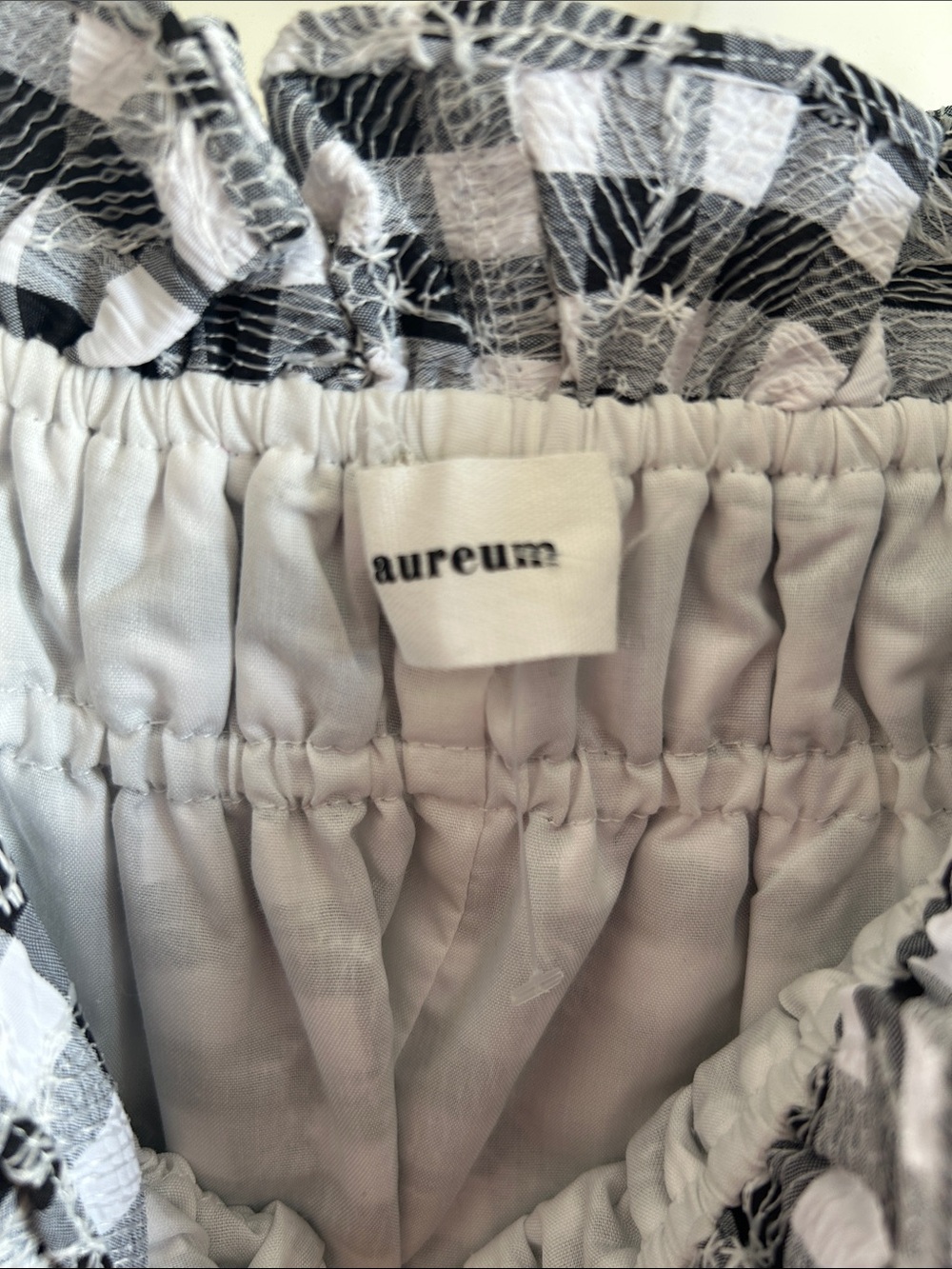 AUREUM White and Black Gingham Ruffled Maxi Dress - Picture 4 of 4